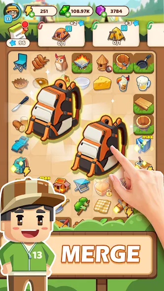 Campsite Craze: Puzzle Merge взлом APK — Безлимитные ресурсы и быстрый прогресс — скриншот 2
