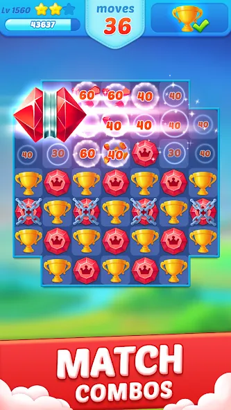 Jewel Crush™ - Match 3 Legend бесплатно на Андроид — мод: Безлимитные жизни и бустеры — скриншот 2