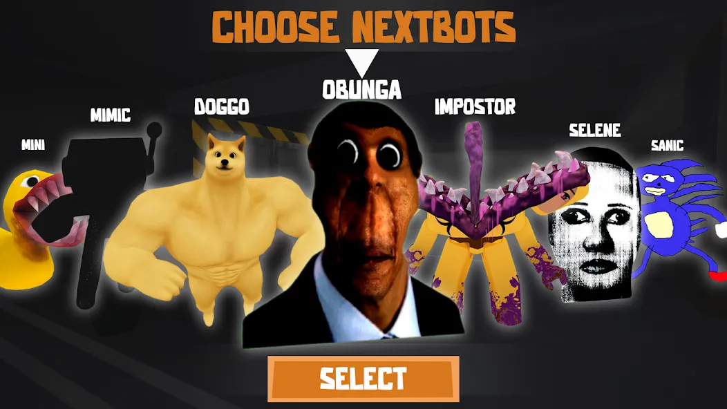 Nextbots: Obunga Chase Rooms взлом APK — Безлимитные жизни и открыты все комнаты — скриншот 1