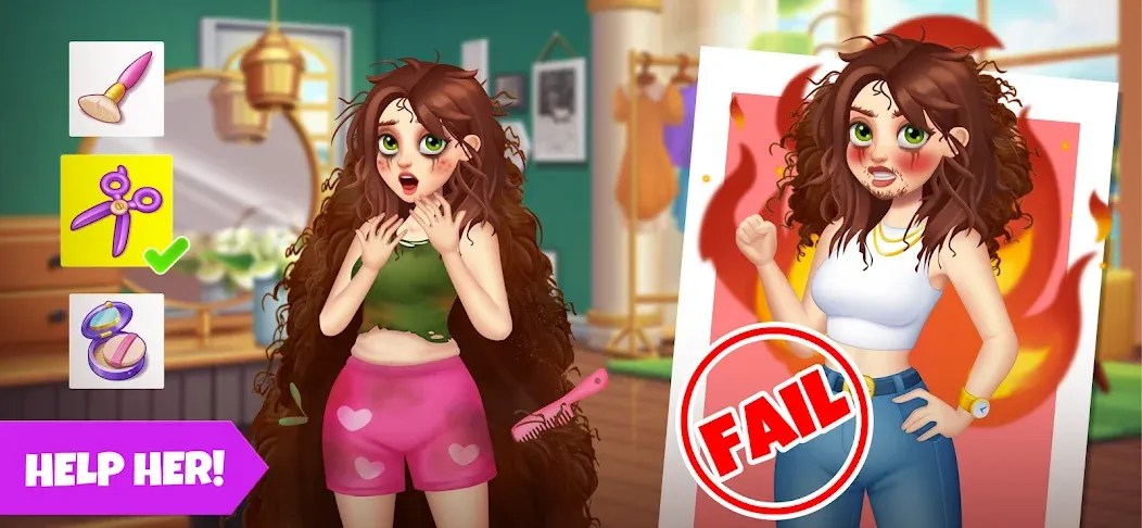 Makeover Blast: Dressup Salon взломанный APK — Безлимитные деньги и алмазы — скриншот 2