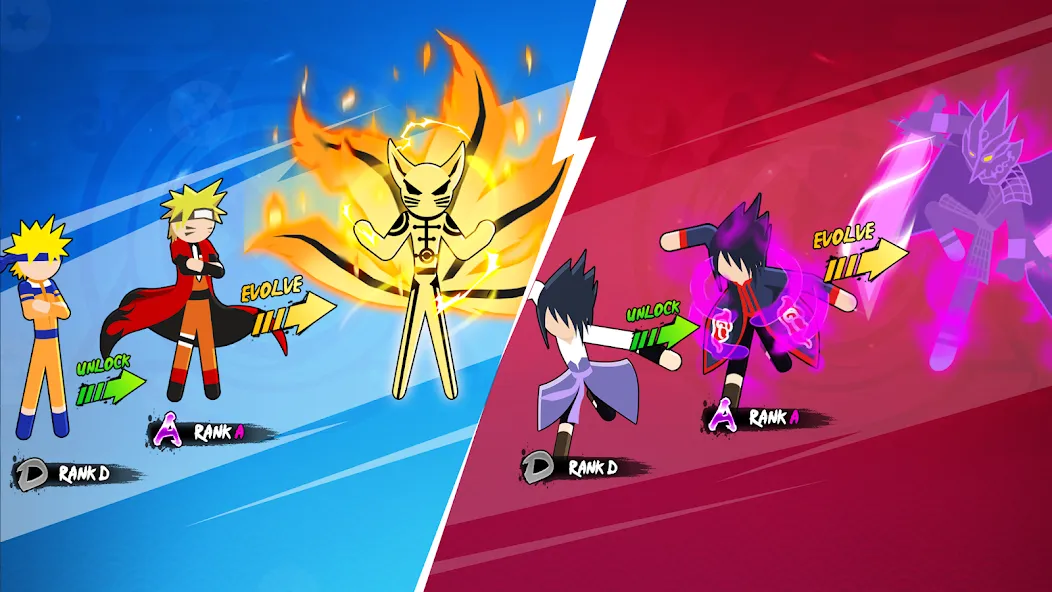 Stick Ninja Fight на телефон — скачать мод: Безлимитные деньги и энергия — скриншот 2