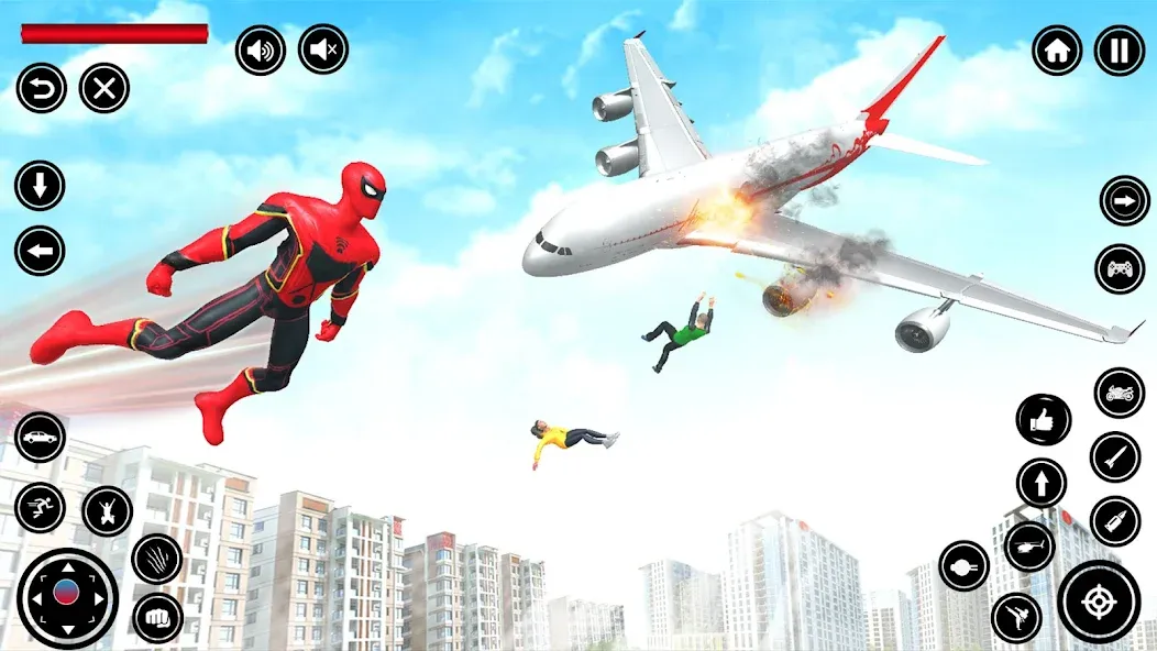 Flying Spider Rope Hero Fight MOD APK: Безлимитные деньги и суперсила героя — скриншот 1