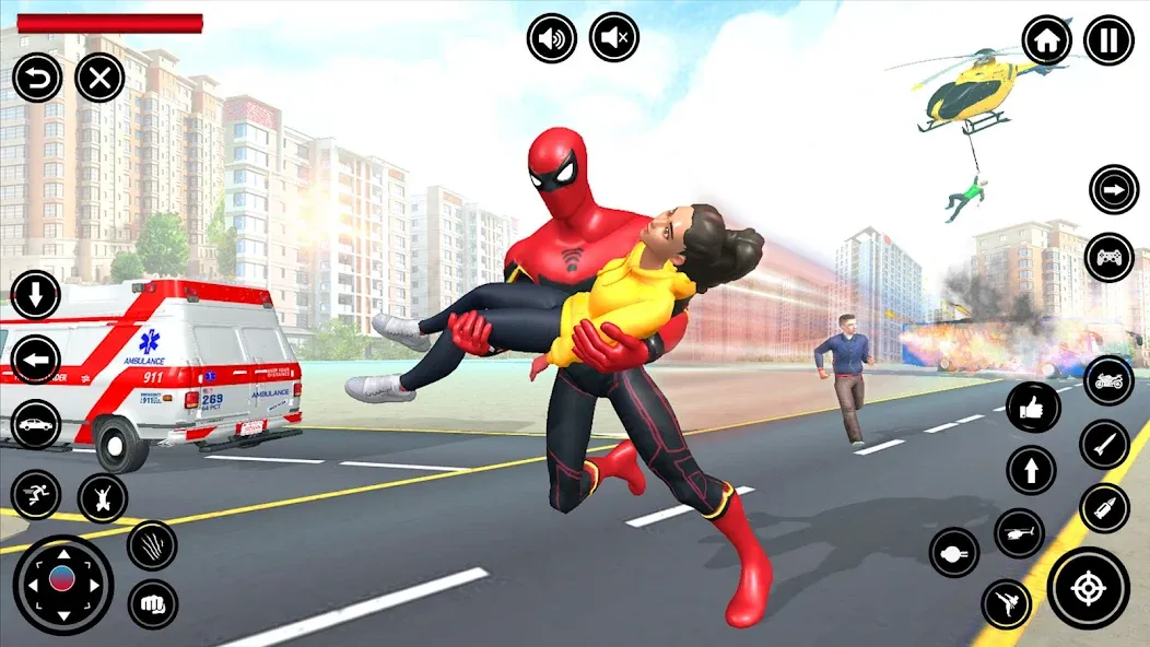 Flying Spider Rope Hero Fight MOD APK: Безлимитные деньги и суперсила героя — скриншот 2