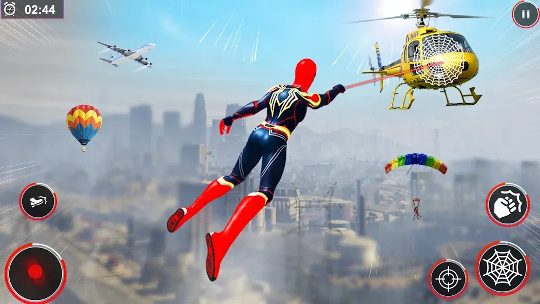 Flying Spider Rope Hero Fight MOD APK: Безлимитные деньги и суперсила героя — скриншот 4