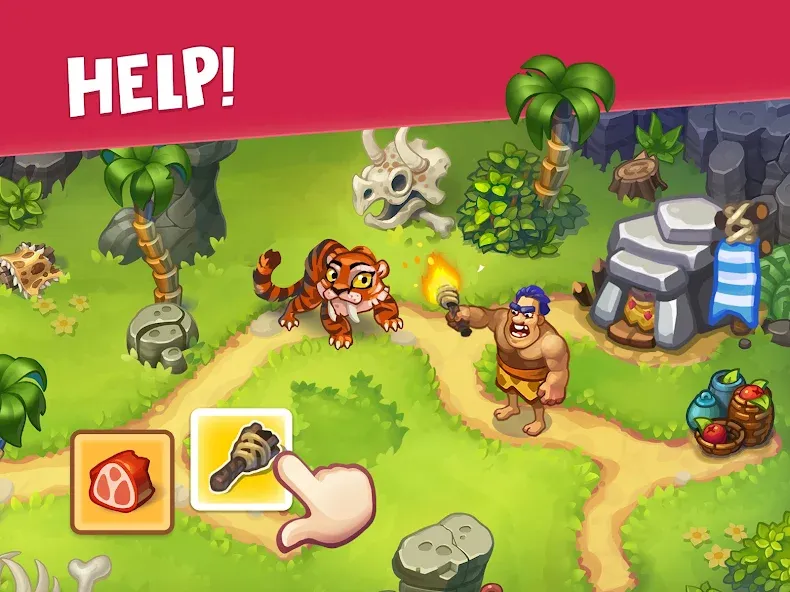 Tribe Dash - Time management MOD APK: Безлимитные ресурсы и ускорение времени — скриншот 1