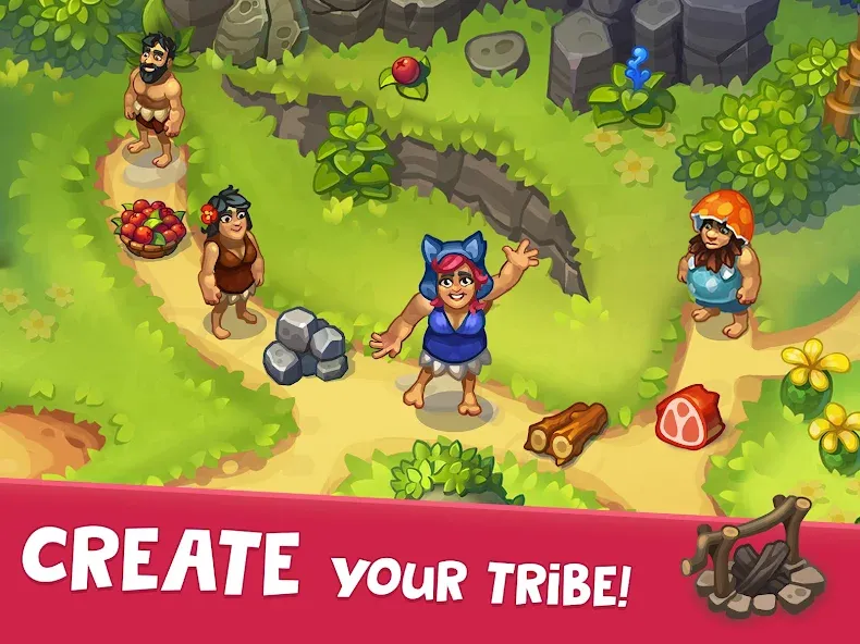 Tribe Dash - Time management MOD APK: Безлимитные ресурсы и ускорение времени — скриншот 4