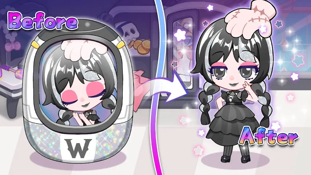 Chibi Doll: My School MOD APK скачать на Андроид — Разблокированы все наряды и локации — скриншот 1