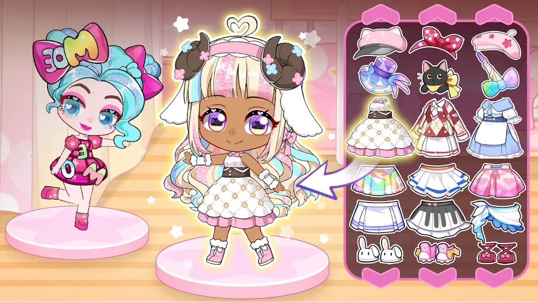 Chibi Doll: My School MOD APK скачать на Андроид — Разблокированы все наряды и локации — скриншот 2