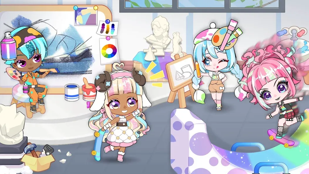 Chibi Doll: My School MOD APK скачать на Андроид — Разблокированы все наряды и локации — скриншот 5