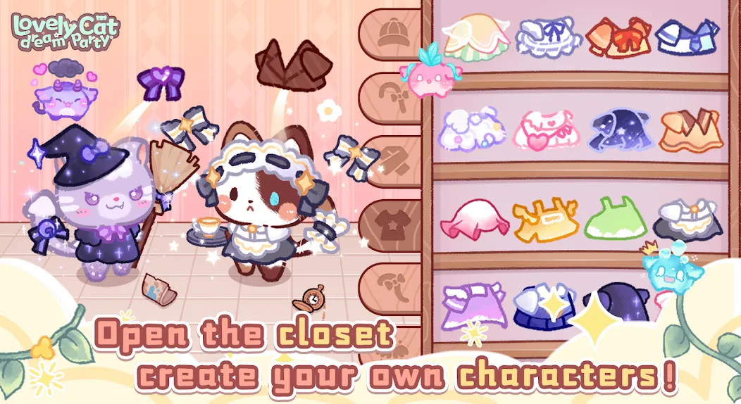 Скачать Lovely cat dream party на Андроид с модом — Много монет и все уровни — скриншот 1