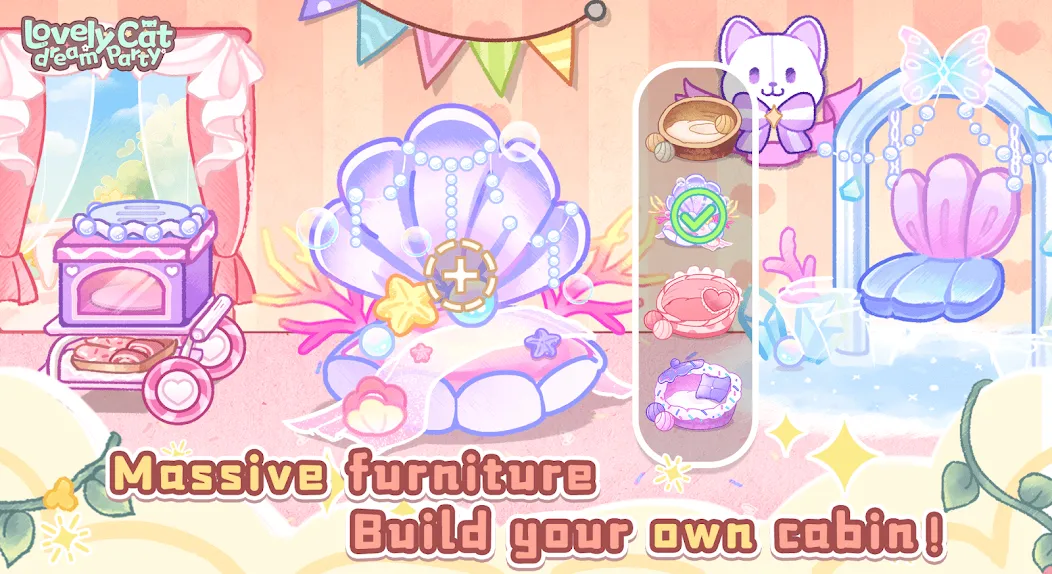 Скачать Lovely cat dream party на Андроид с модом — Много монет и все уровни — скриншот 3