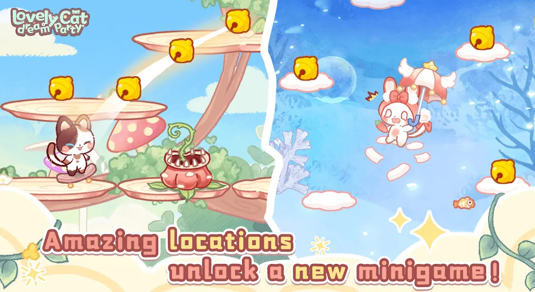 Скачать Lovely cat dream party на Андроид с модом — Много монет и все уровни — скриншот 4