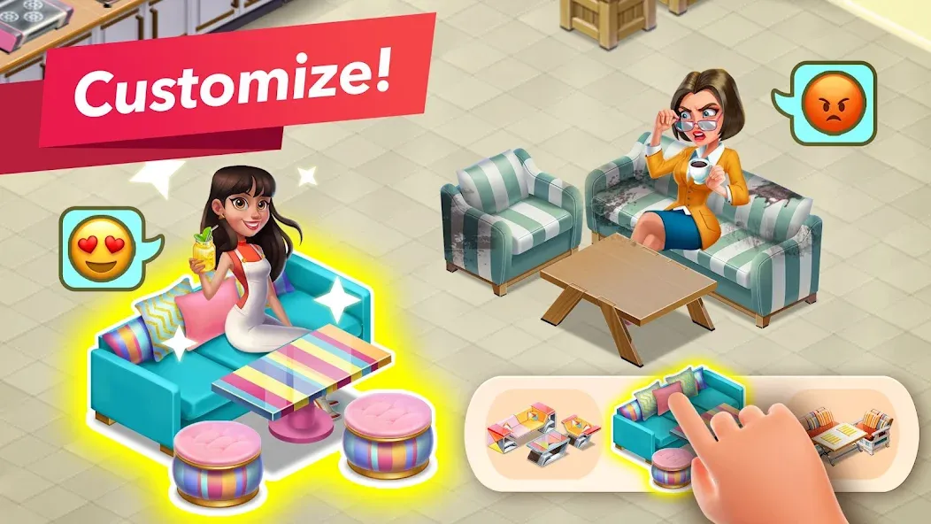 My Cafe — Restaurant Game взлом на Андроид — Безлимитные монеты и алмазы — скриншот 4