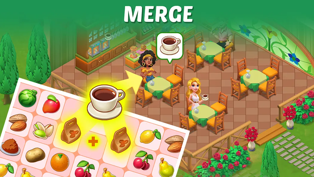 Merge Cooking:Theme Restaurant — Безлимитные монеты и все рецепты, скачать мод APK — скриншот 3