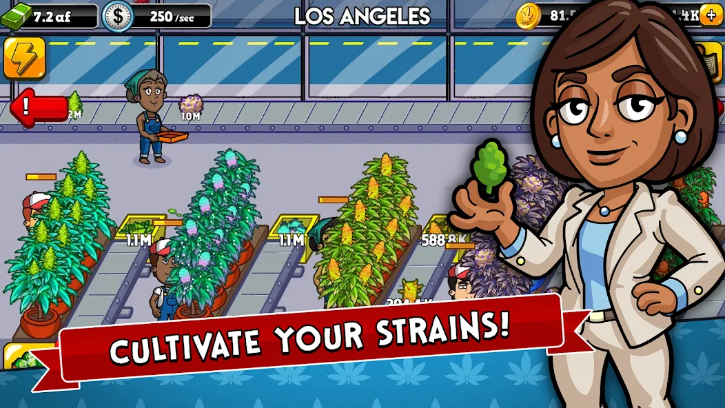 Weed Inc: Idle Tycoon — Безлимитные деньги и все открыто, скачать мод APK — скриншот 1