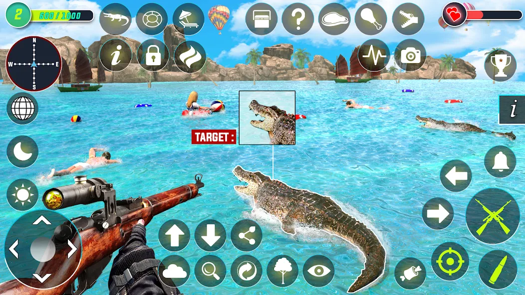 Crocodile Hunting Animal Games мод на Андроид: Безлимитные деньги и патроны — скриншот 5