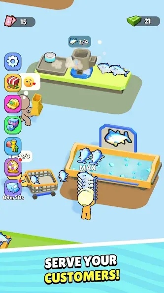 My Fish Mart: Idle Tycoon Game взлом APK — Безлимитные деньги и товары — скриншот 2
