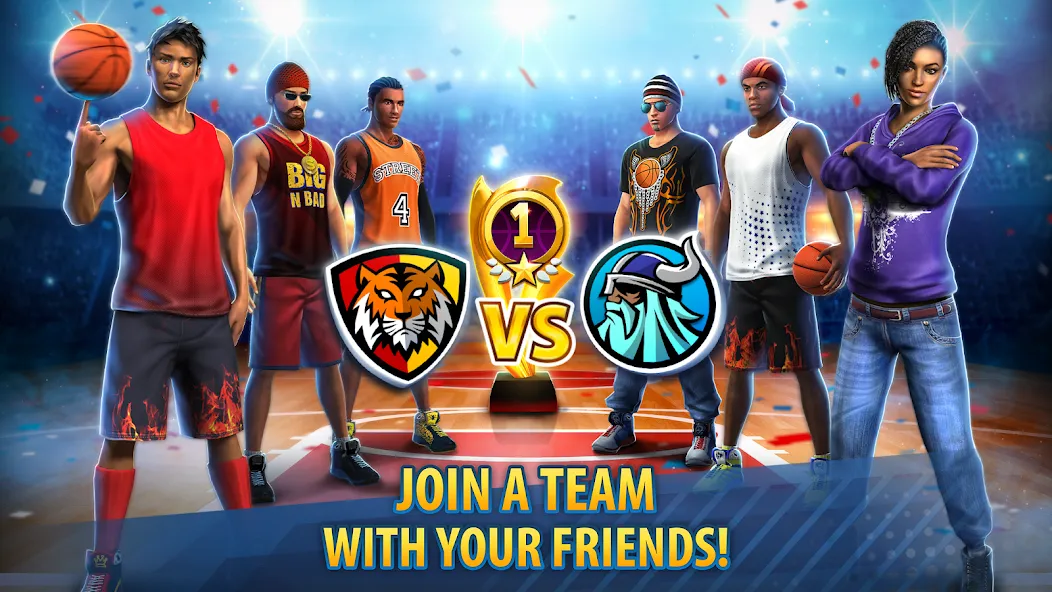 Basketball Stars: Multiplayer MOD APK: Безлимитные деньги и все мячи открыты — скриншот 1