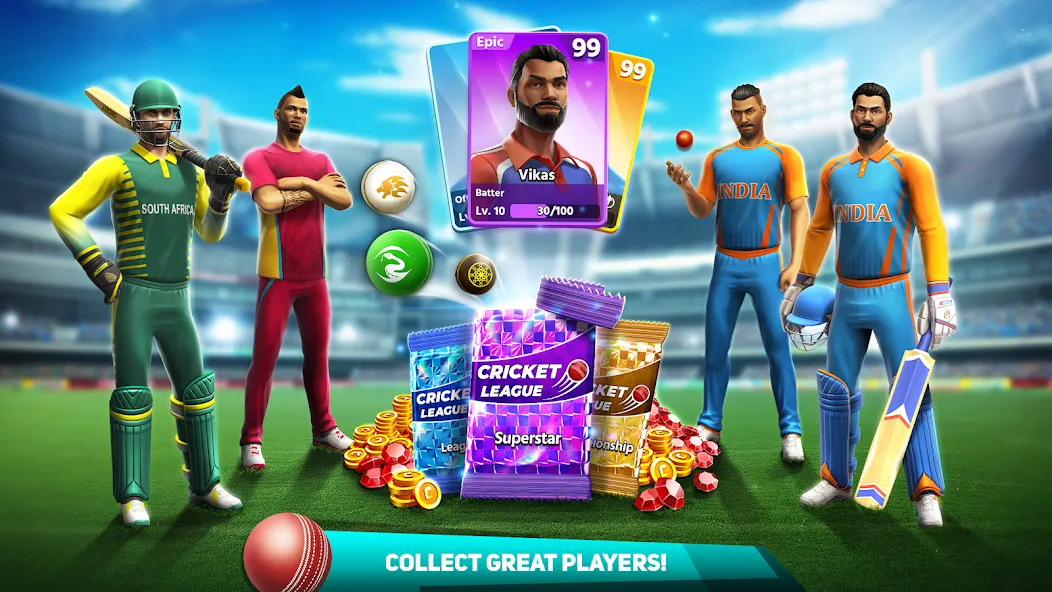 Cricket League MOD APK скачать на Андроид — Безлимитные монеты и все команды — скриншот 4