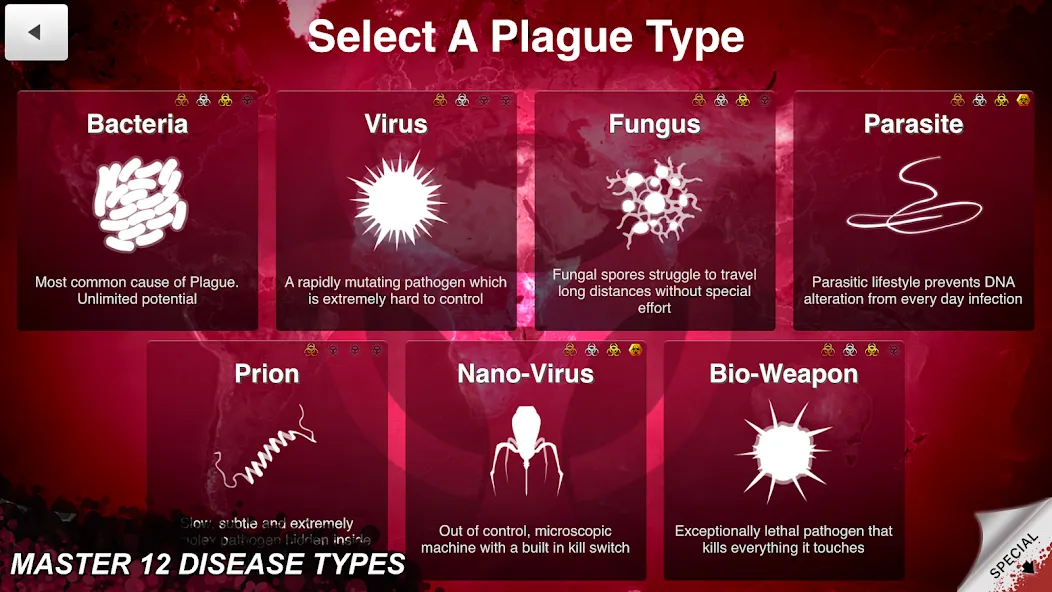 Plague Inc. бесплатно на Андроид — мод: Разблокированы все вирусы и сценарии — скриншот 4 Plague Inc. бесплатно на Андроид — мод: Разблокированы все вирусы и сценарии — скриншот 4
