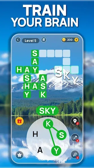 Word Scenery: Crossword на телефон — скачать мод: Безлимитные подсказки и открыты уровни — скриншот 1 Word Scenery: Crossword на телефон — скачать мод: Безлимитные подсказки и открыты уровни — скриншот 1