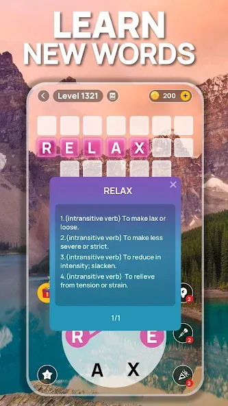 Word Scenery: Crossword на телефон — скачать мод: Безлимитные подсказки и открыты уровни — скриншот 3 Word Scenery: Crossword на телефон — скачать мод: Безлимитные подсказки и открыты уровни — скриншот 3