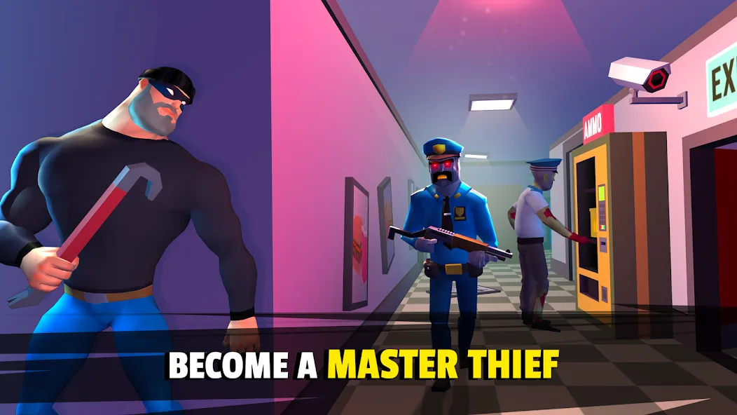 Скачать Robbery Madness 2:Stealth game на Андроид с модом — Безлимитные деньги и патроны — скриншот 1