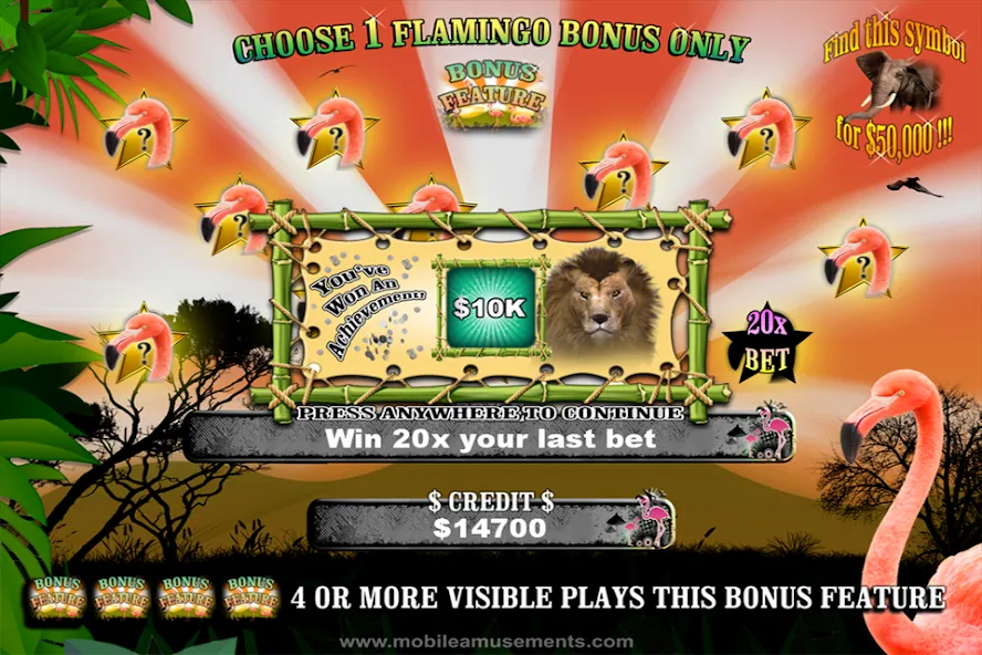 Flamingo Safari Slots на телефон — скачать мод: Безлимитные монеты и бонусы — скриншот 2 Flamingo Safari Slots на телефон — скачать мод: Безлимитные монеты и бонусы — скриншот 2