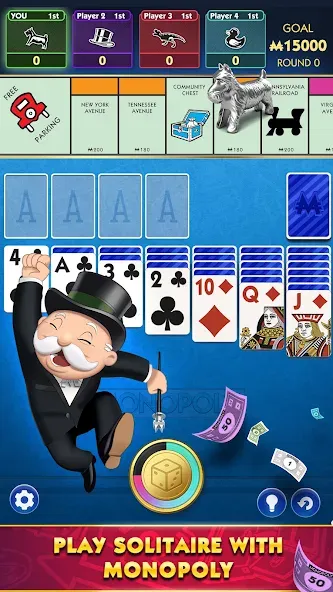 MONOPOLY Solitaire: Card Games взлом на Андроид — Безлимитные монеты и разблокированы колоды — скриншот 1