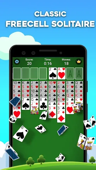 FreeCell Solitaire: Card Games MOD APK: Безлимитные подсказки и отмены ходов — скриншот 1