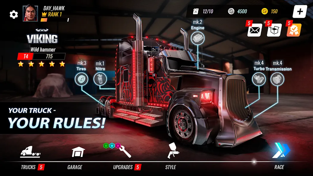 Big Rig Racing: Drag racing взлом на Андроид — Безлимитные деньги и топливо — скриншот 1