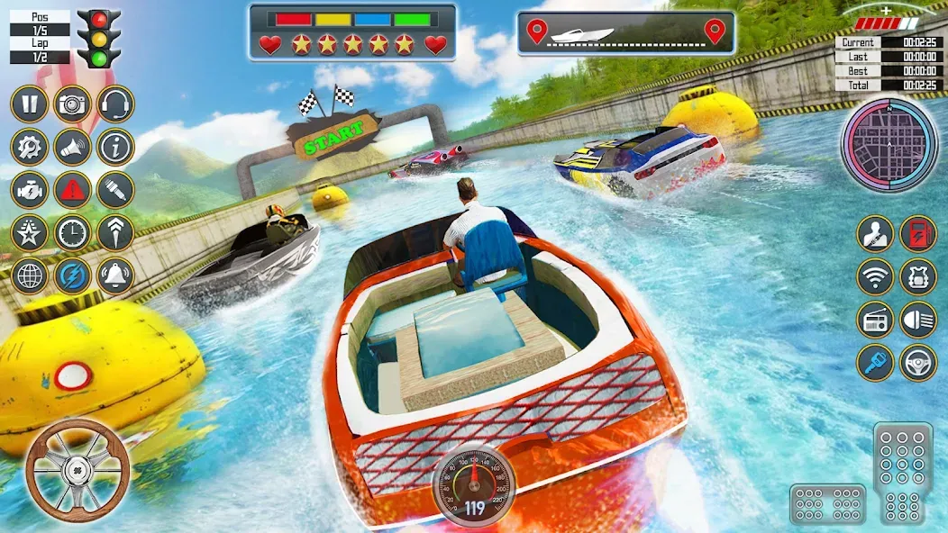 Speed Boat Racing: Boat games — последняя версия с модом (Безлимитные деньги и все лодки открыты) — скриншот 1