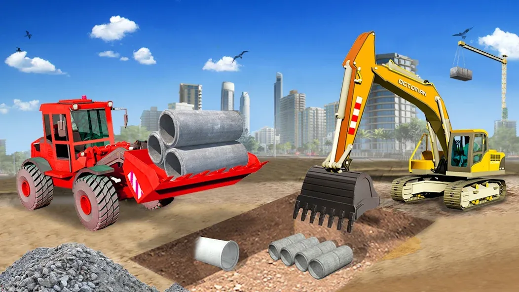 Heavy Construction Simulator мод на Андроид: Безлимитные деньги и вся техника — скриншот 4 Heavy Construction Simulator мод на Андроид: Безлимитные деньги и вся техника — скриншот 4