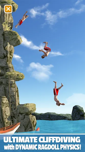 Flip Diving взломанный APK — Безлимитные деньги и все персонажи — скриншот 1 Flip Diving взломанный APK — Безлимитные деньги и все персонажи — скриншот 1
