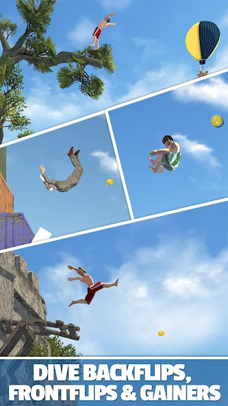 Flip Diving взломанный APK — Безлимитные деньги и все персонажи — скриншот 2 Flip Diving взломанный APK — Безлимитные деньги и все персонажи — скриншот 2