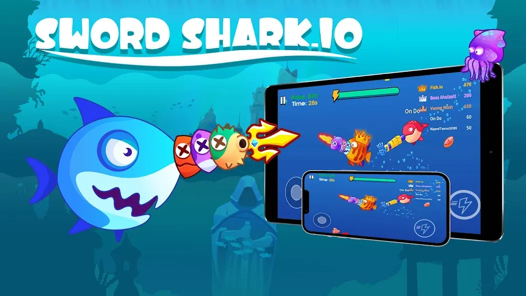 Sword Shark.io - Hungry Shark — скачать мод: Много денег и алмазов — скриншот 1