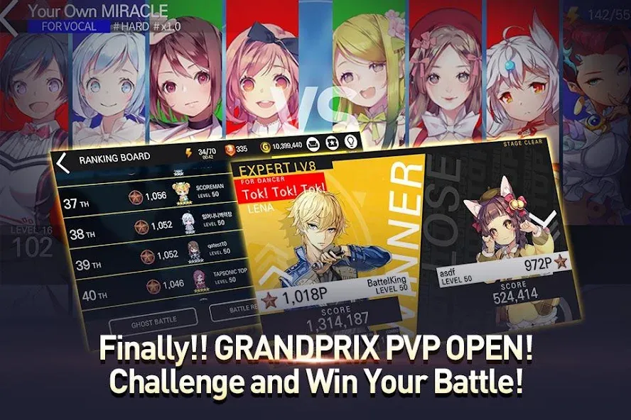 TAPSONIC TOP -Music Grand prix взломанный APK — Безлимитные деньги и все песни открыты — скриншот 4