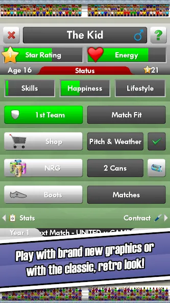 New Star Soccer — скачать мод: Безлимитные деньги и энергия — скриншот 2 New Star Soccer — скачать мод: Безлимитные деньги и энергия — скриншот 2