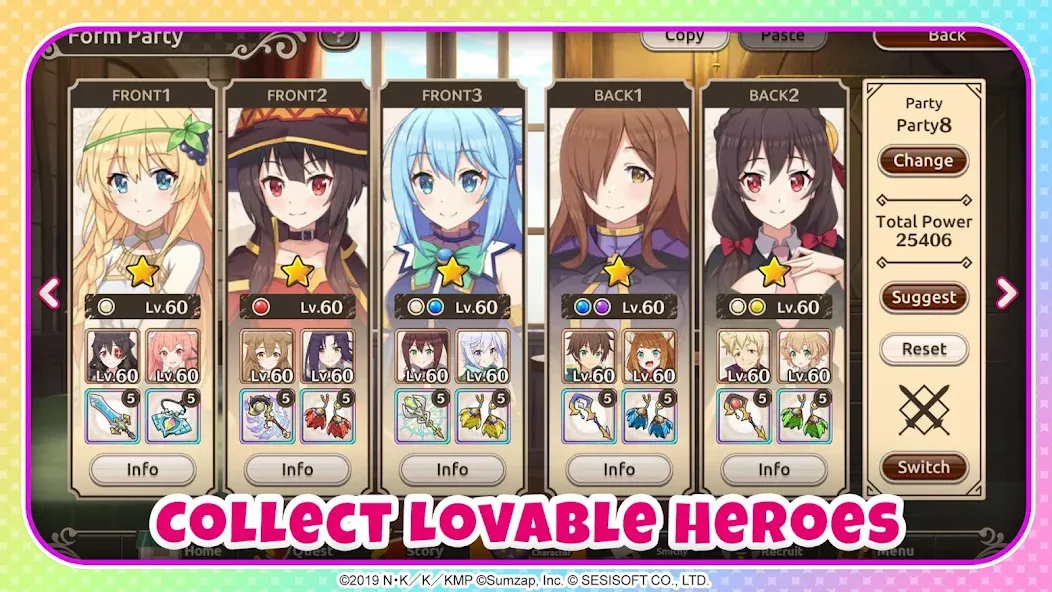 KonoSuba: Fantastic Days мод на Андроид: Много кристаллов и ресурсов — скриншот 4