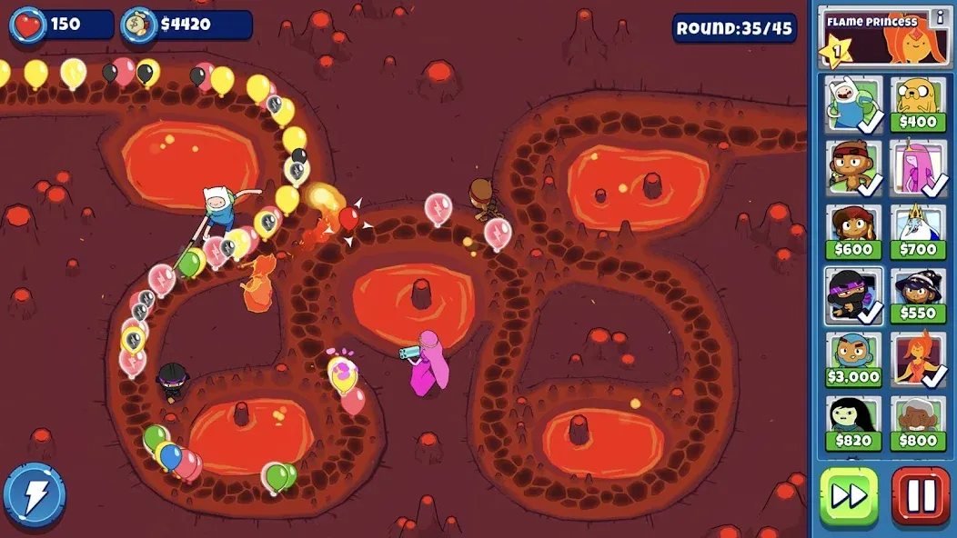 Bloons Adventure Time TD взлом на Андроид — Безлимитные деньги и персонажи — скриншот 4 Bloons Adventure Time TD взлом на Андроид — Безлимитные деньги и персонажи — скриншот 4