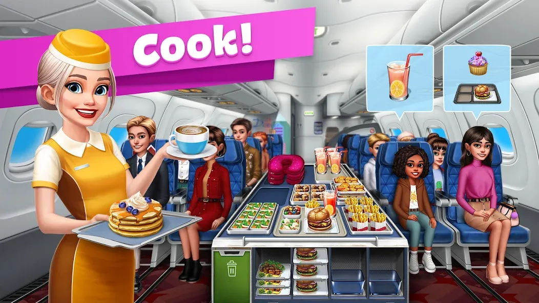 Airplane Chefs - Cooking Game (Мод: Безлимитные деньги и энергия) — скачать на Андроид — скриншот 1 Airplane Chefs - Cooking Game (Мод: Безлимитные деньги и энергия) — скачать на Андроид — скриншот 1