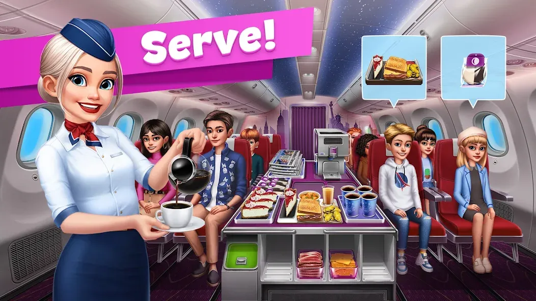 Airplane Chefs - Cooking Game (Мод: Безлимитные деньги и энергия) — скачать на Андроид — скриншот 3 Airplane Chefs - Cooking Game (Мод: Безлимитные деньги и энергия) — скачать на Андроид — скриншот 3