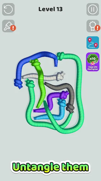 Tangled Snakes бесплатно на Андроид — мод: Безлимитные подсказки и все уровни — скриншот 1 Tangled Snakes бесплатно на Андроид — мод: Безлимитные подсказки и все уровни — скриншот 1