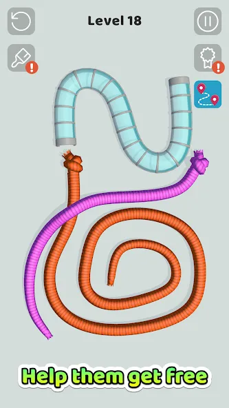 Tangled Snakes бесплатно на Андроид — мод: Безлимитные подсказки и все уровни — скриншот 2 Tangled Snakes бесплатно на Андроид — мод: Безлимитные подсказки и все уровни — скриншот 2