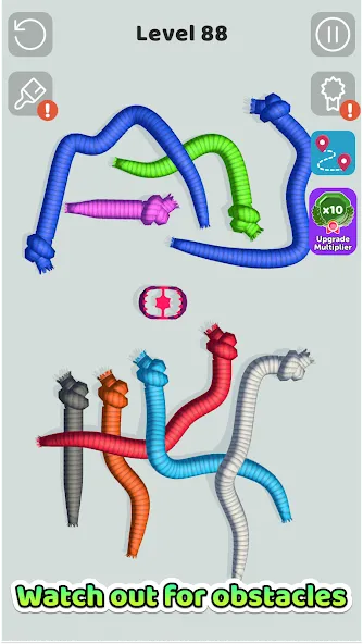 Tangled Snakes бесплатно на Андроид — мод: Безлимитные подсказки и все уровни — скриншот 3 Tangled Snakes бесплатно на Андроид — мод: Безлимитные подсказки и все уровни — скриншот 3