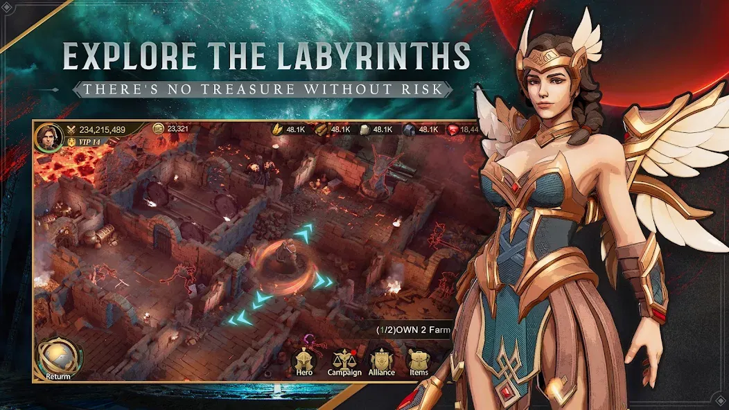 Land of Empires: Immortal бесплатно на Андроид — мод: Безлимитные ресурсы и ускоренное строительство — скриншот 3