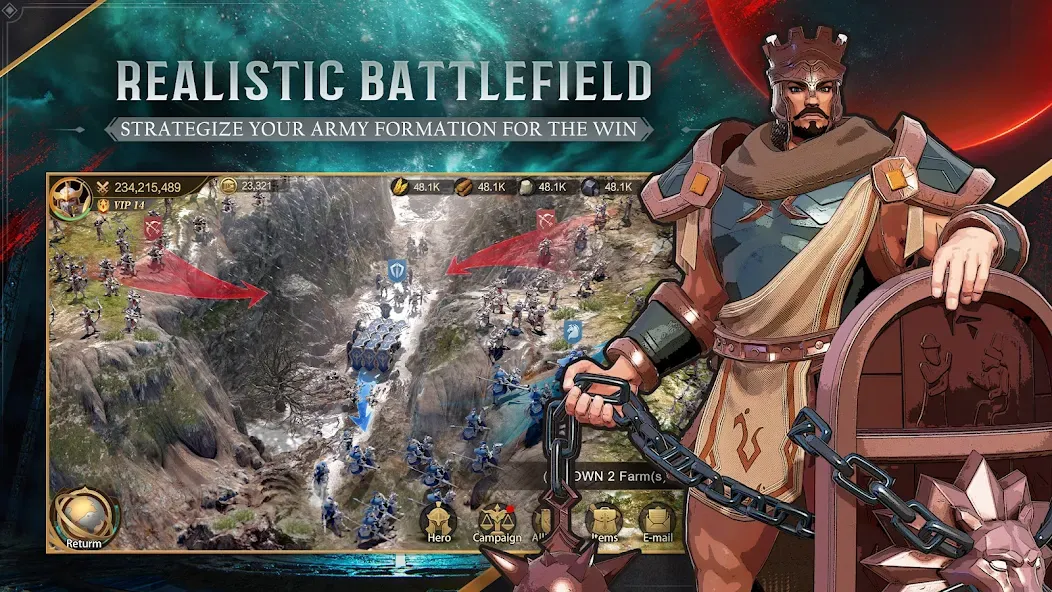Land of Empires: Immortal бесплатно на Андроид — мод: Безлимитные ресурсы и ускоренное строительство — скриншот 4