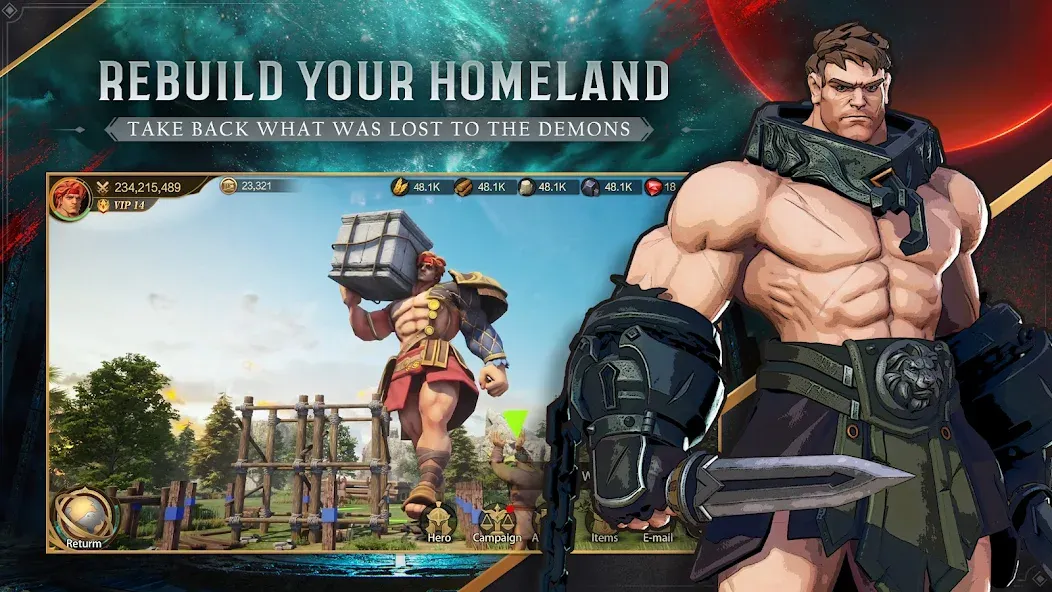 Land of Empires: Immortal бесплатно на Андроид — мод: Безлимитные ресурсы и ускоренное строительство — скриншот 5