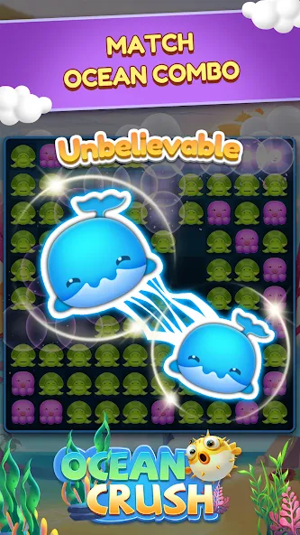 Скачать Ocean Crush-Matching Games последней версии — Безлимитные ходы и бустеры — скриншот 1