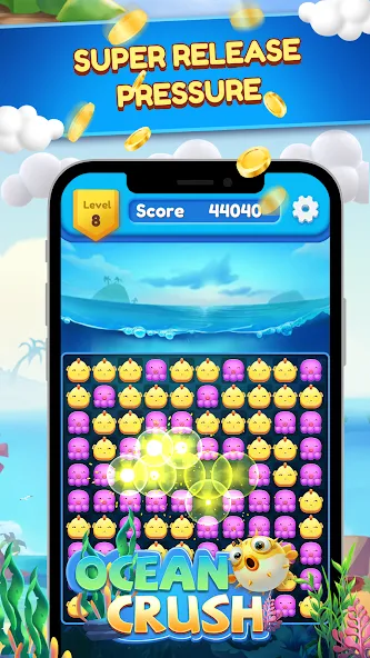 Скачать Ocean Crush-Matching Games последней версии — Безлимитные ходы и бустеры — скриншот 5